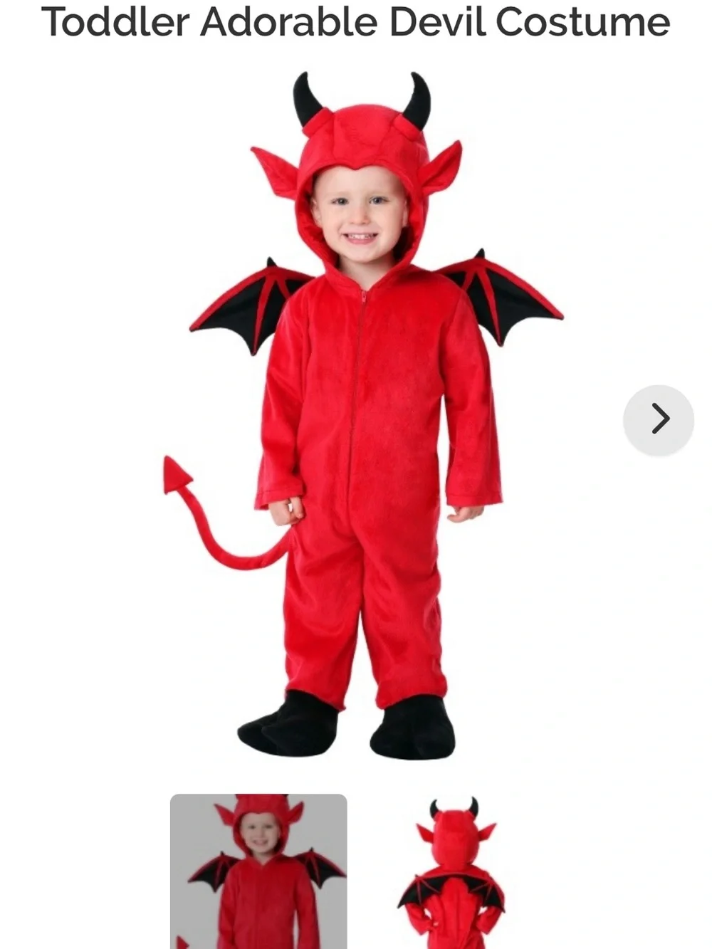 Toddler Red Devil Costume - Unbranded Plush Jumpsuit with Wings and Tail
